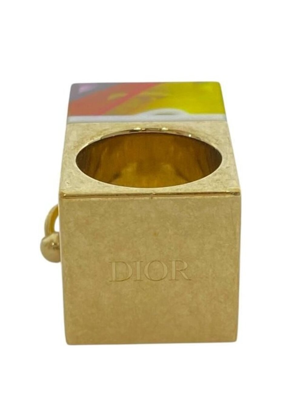 Christian Dior Sorbet Ring Accessories CD Logo Metal Plastic Yellow - Picture 3 of 8